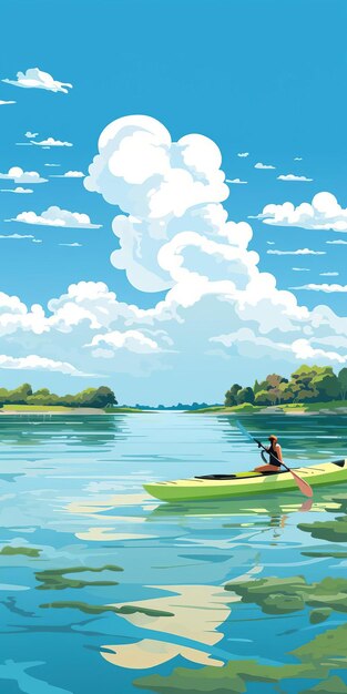 Serene Coastline River Vector Art Illustration