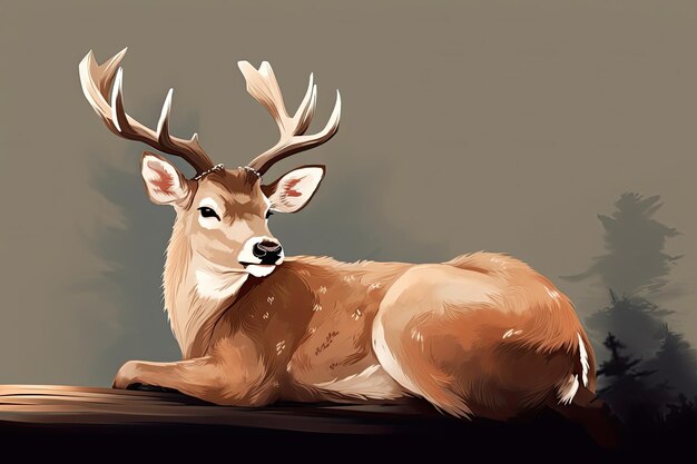 Serene deer resting peacefully in nature Generative AI