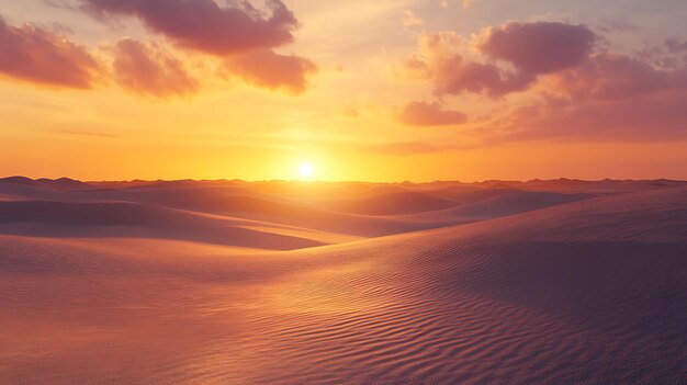 Photo serene desert landscape at sunset with soft dunes and a vibrant sky