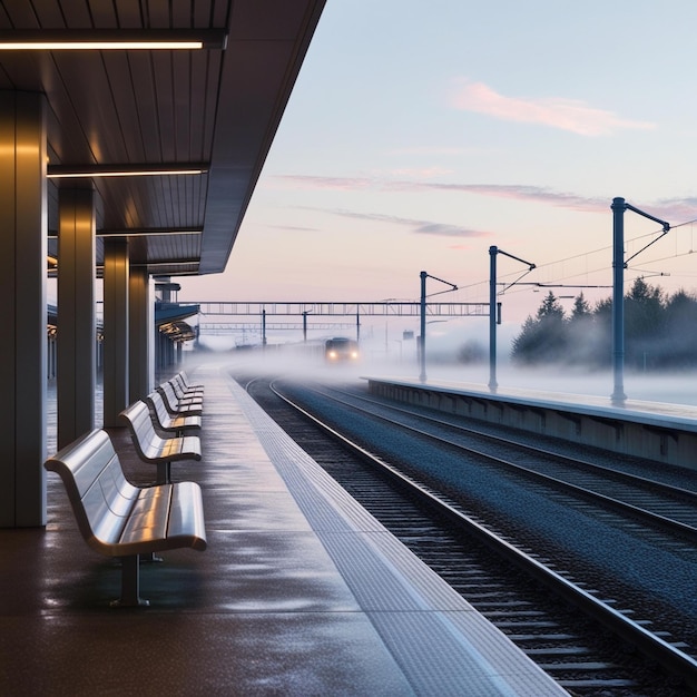 A serene and deserted train station