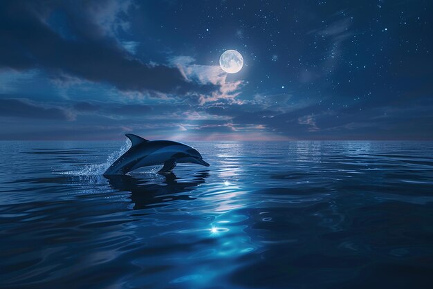 Serene Dolphin Swimming in Clear Waters