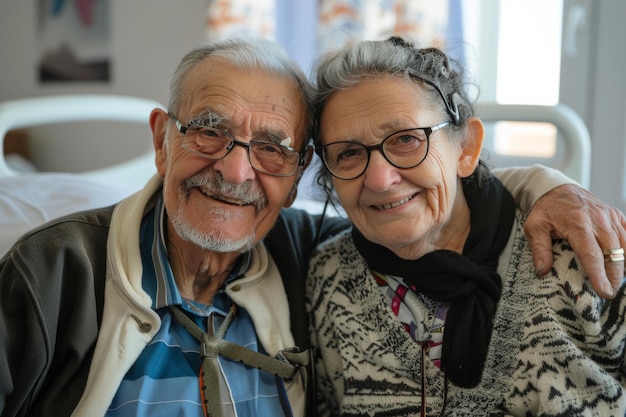 Serene elderly pair find solace in assisted living environment