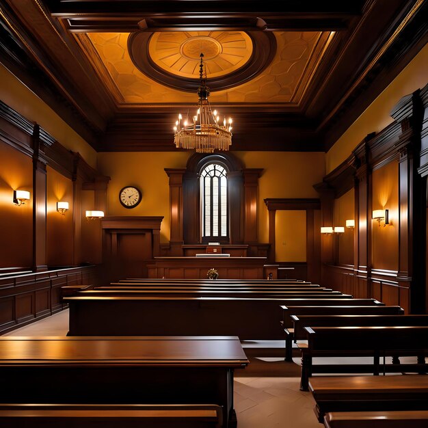 Serene Empty Courtroom Awaiting Judgment Session