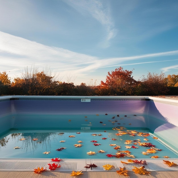 A serene empty swimming pool rectangular