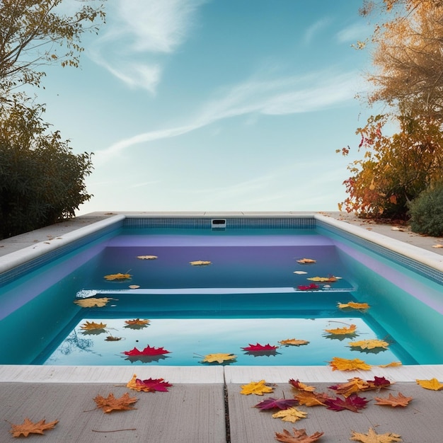 A serene empty swimming pool rectangular