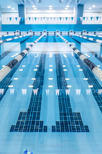 Photo serene empty swimming pool with blocks