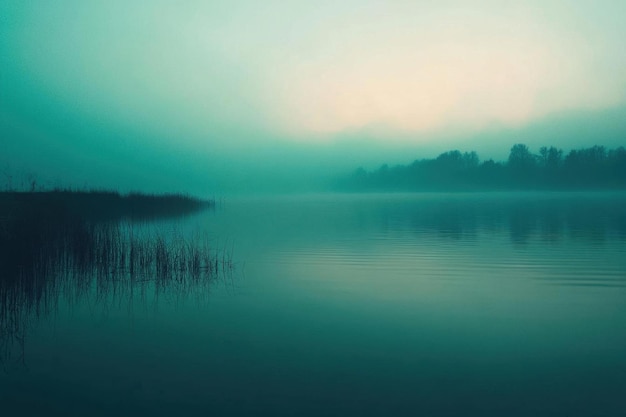 Serene Foggy Lake