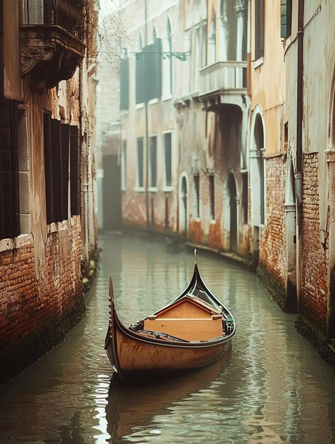 Photo serene gondola ride in venetian canal tranquil waterways of venice