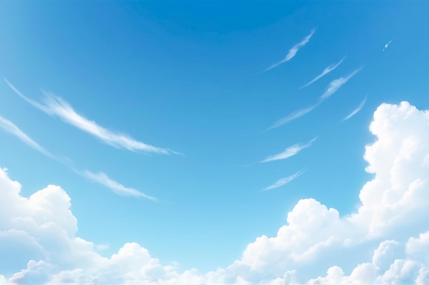 Serene Gradient Blue Sky with Fluffy White Clouds A Calming and Peaceful Atmosphere for Relaxing