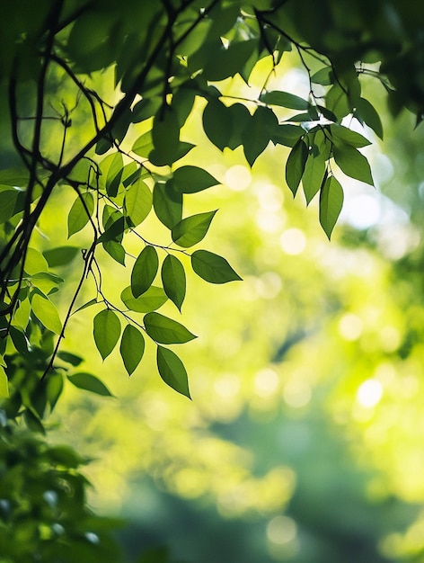 Serene Green Leaves with Soft Bokeh Background for Nature and Wellness Themes