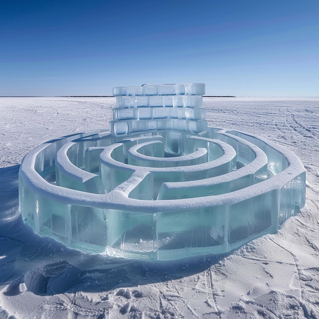 Photo a serene ice sculpture of a zen garden