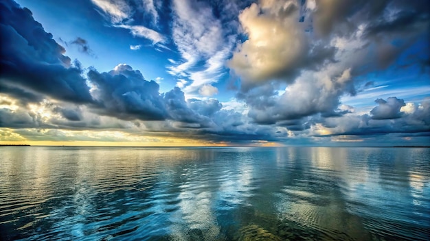 A serene lake under a cloudy sky