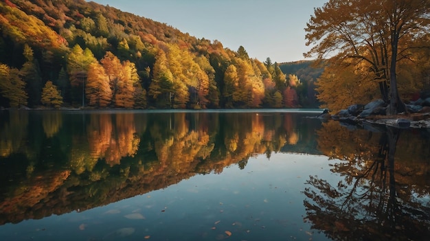 A Serene Lake Reflecting the Surrounding Landscape