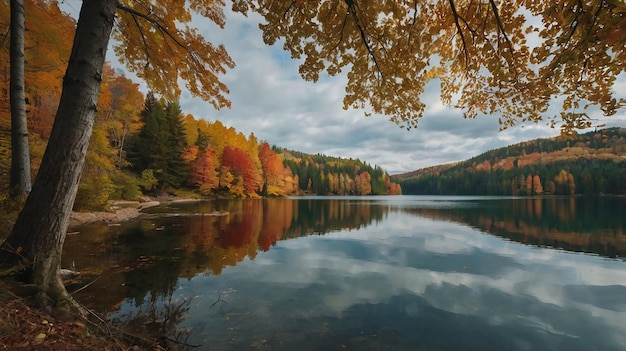 serene lake reflection surrounding mountains