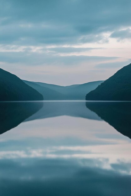 Photo serene lake reflection