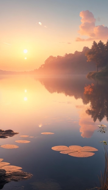 Serene Lake Sunrise Wallpaper