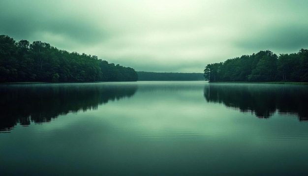 Serene Lake with Foggy Morning