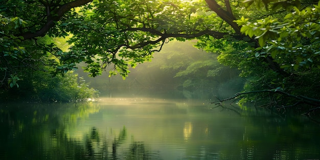 Serene Lake with Lush Trees