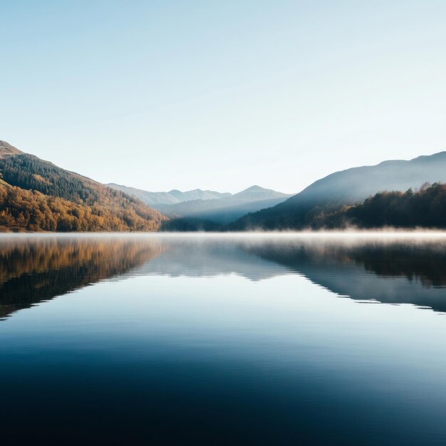 Photo a serene lake with mountains reflected in the still water