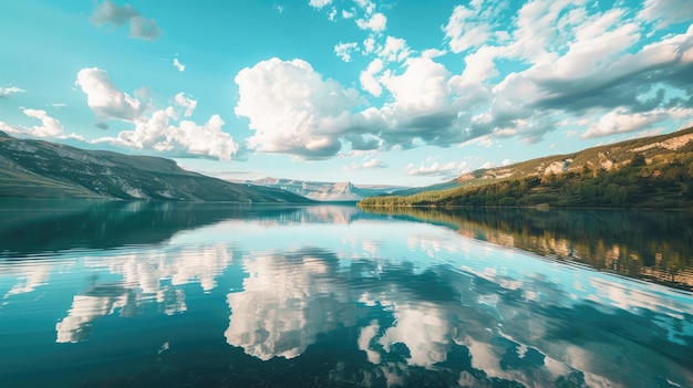 Serene lake with a reflection of the sky