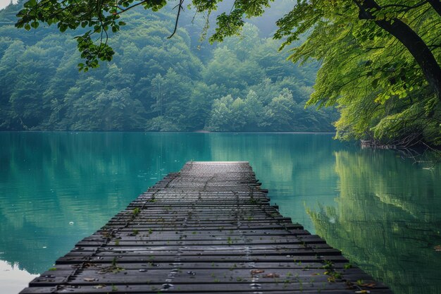 Photo serene lakeside natural beauty