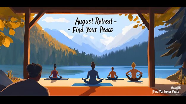 Photo serene lakeside yoga retreat illustration