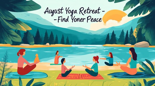 Photo serene lakeside yoga retreat illustration