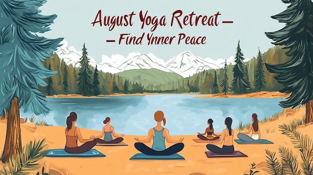 Serene Lakeside Yoga Retreat Illustration