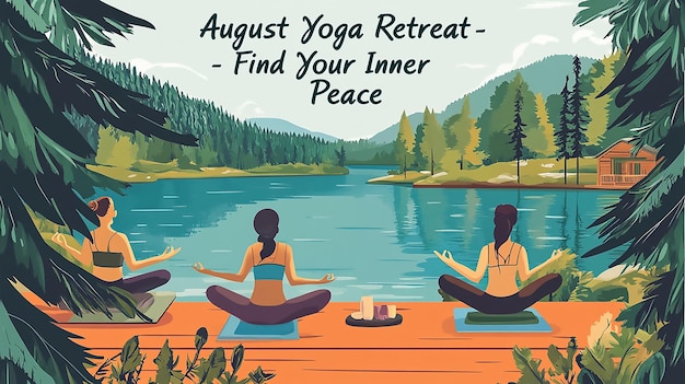 Serene Lakeside Yoga Retreat Illustration