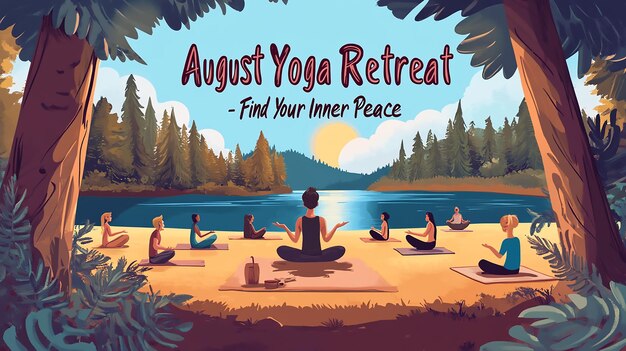 Photo serene lakeside yoga retreat illustration