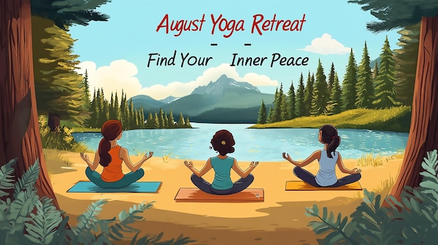 Photo serene lakeside yoga retreat illustration