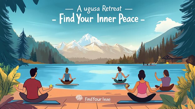 Photo serene lakeside yoga retreat illustration