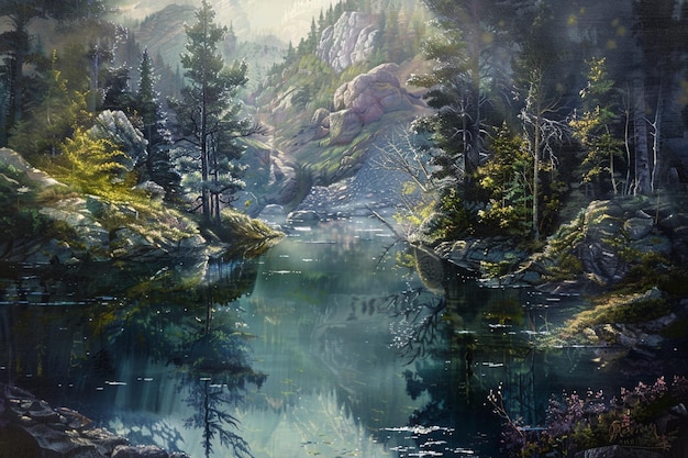 Serene landscapes on canvas ar generative ai