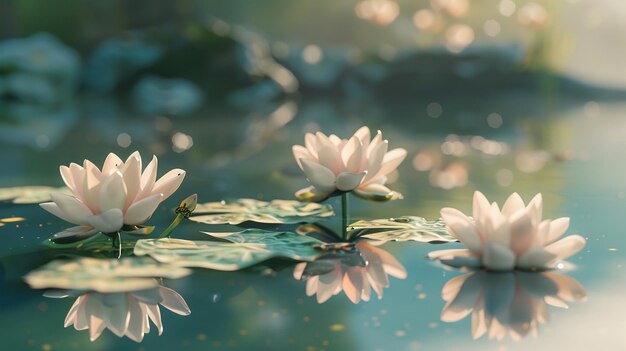 Serene Lotus Flowers Floating Gracefully