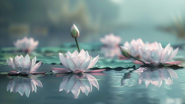 Serene Lotus Flowers Floating Gracefully