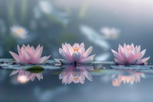 Serene Lotus Flowers Floating Gracefully