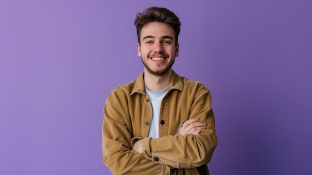 Serene Man in Purple Aura