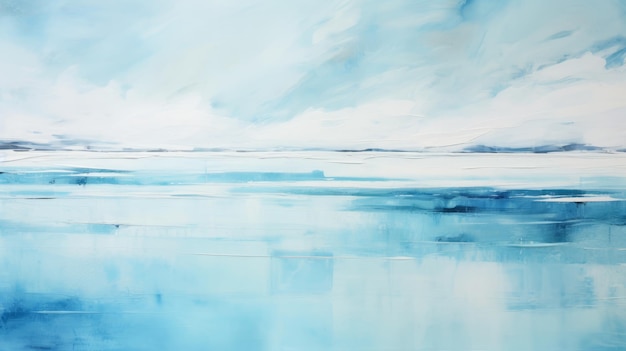 Serene Maritime Themes A Minimalist Monochromatic Landscape Painting