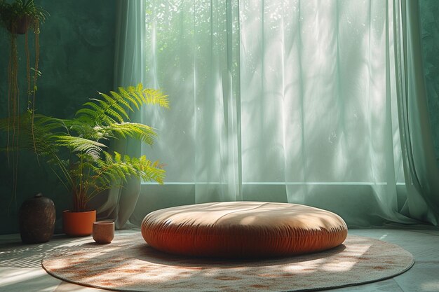 a serene meditation space with a minimalist zen design