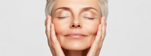 Photo a serene middleaged woman enjoying a facial massage in a calm indoor setting during the afternoon