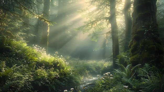 Serene Misty Forest at Dawn A Haven of Peace and Tranquility