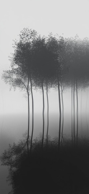 Photo serene misty forest silhouette tranquil nature scene for calm and reflection