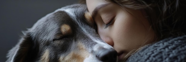 A serene moment of connection between a girl and her dog showcasing love and companionship