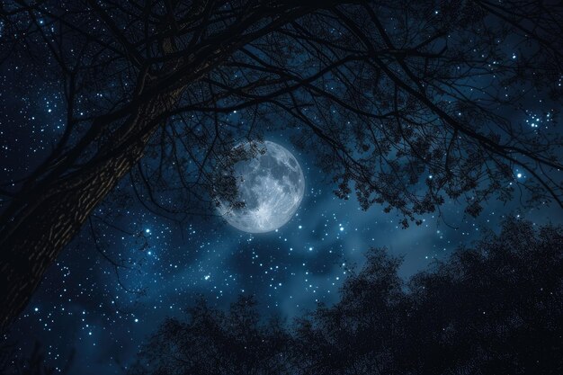 Photo serene moonlit night with a canopy of stars