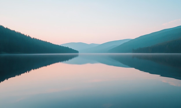 Photo serene mountain lake reflection at dawn