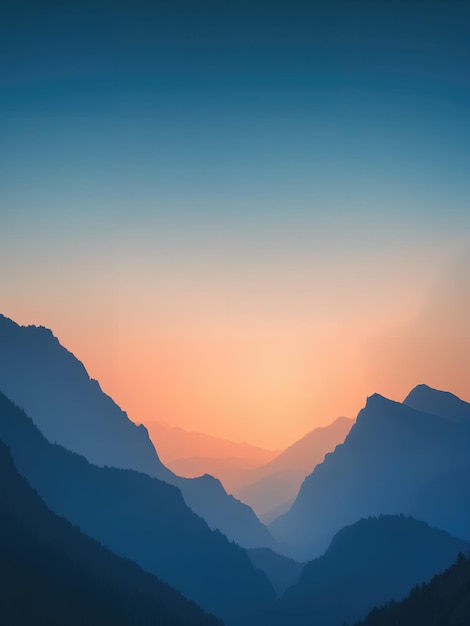 Serene mountain landscape with sunrise and sunset Generative AI