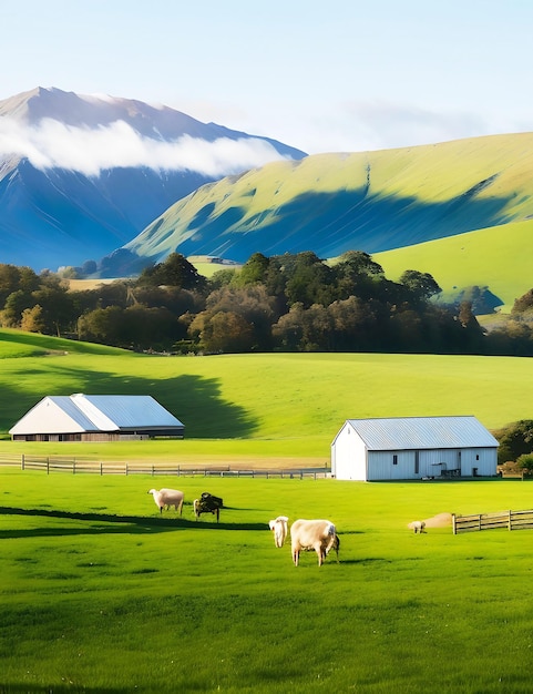 Serene New Zealand Farm ai generated