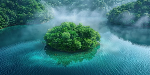 Serene Oasis A Tiny Island Emerges in the Midst of Waters