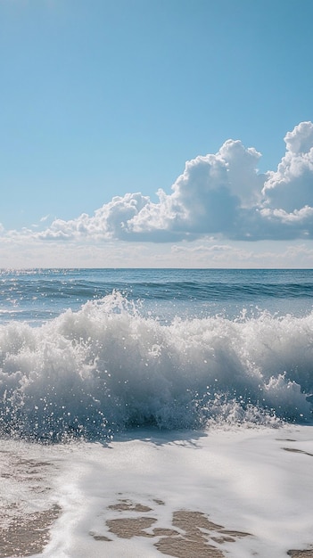 Serene Ocean Waves Under a Bright Blue Sky