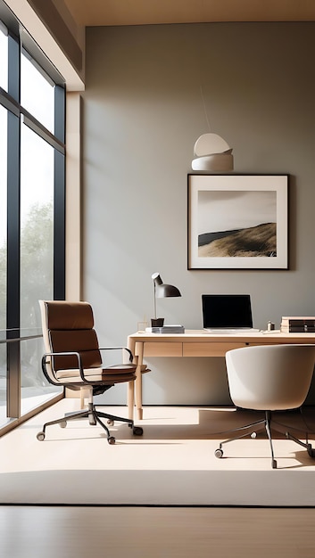 Photo serene office with calming natural light